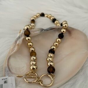 Ralph Lauren Gold-Tone & Tortoise-Look Beaded
16" Collar Necklace